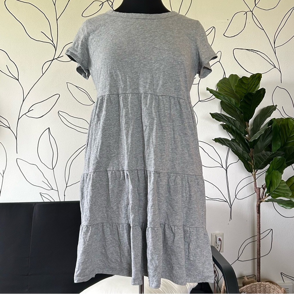 Grey Tiered Mini Dress
